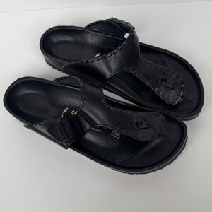 Birkenstock Black Leather Toe-Post Sandals | Size 44 (Men’s 11–11.5)